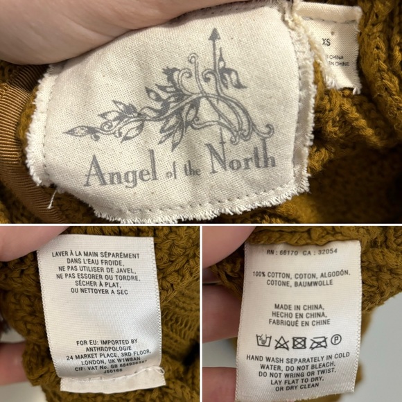 Anthropologie Angel Of The North Harvest Moon Poncho Sweater Cotton Knit Size XS - Picture 16 of 16